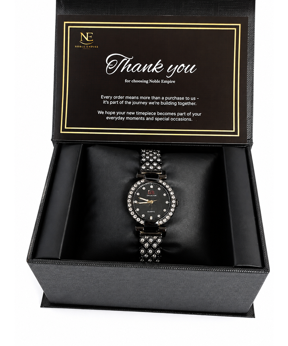 Elegant Women's Black Chain Watch