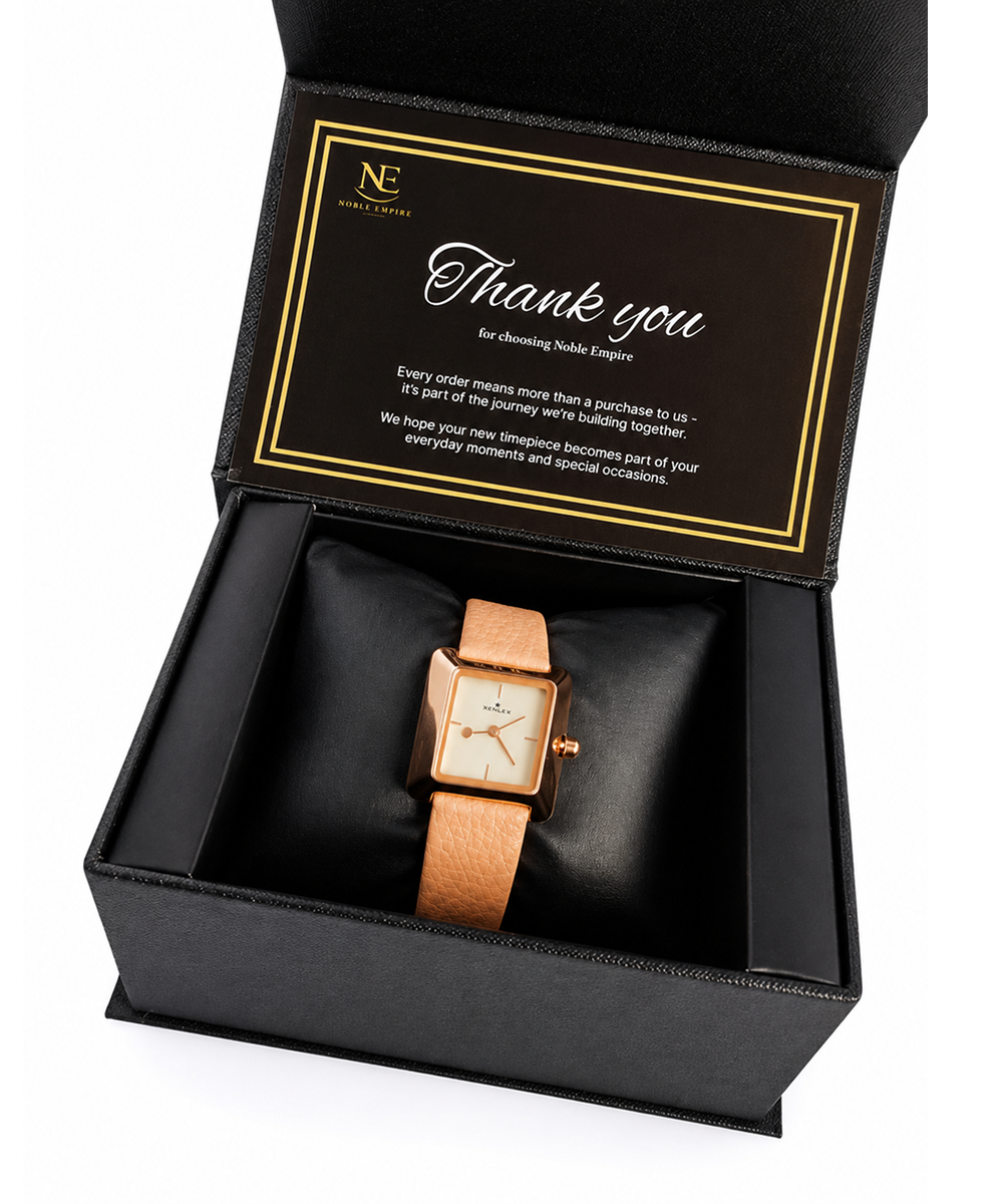 Square Dial Leather Strap Watch