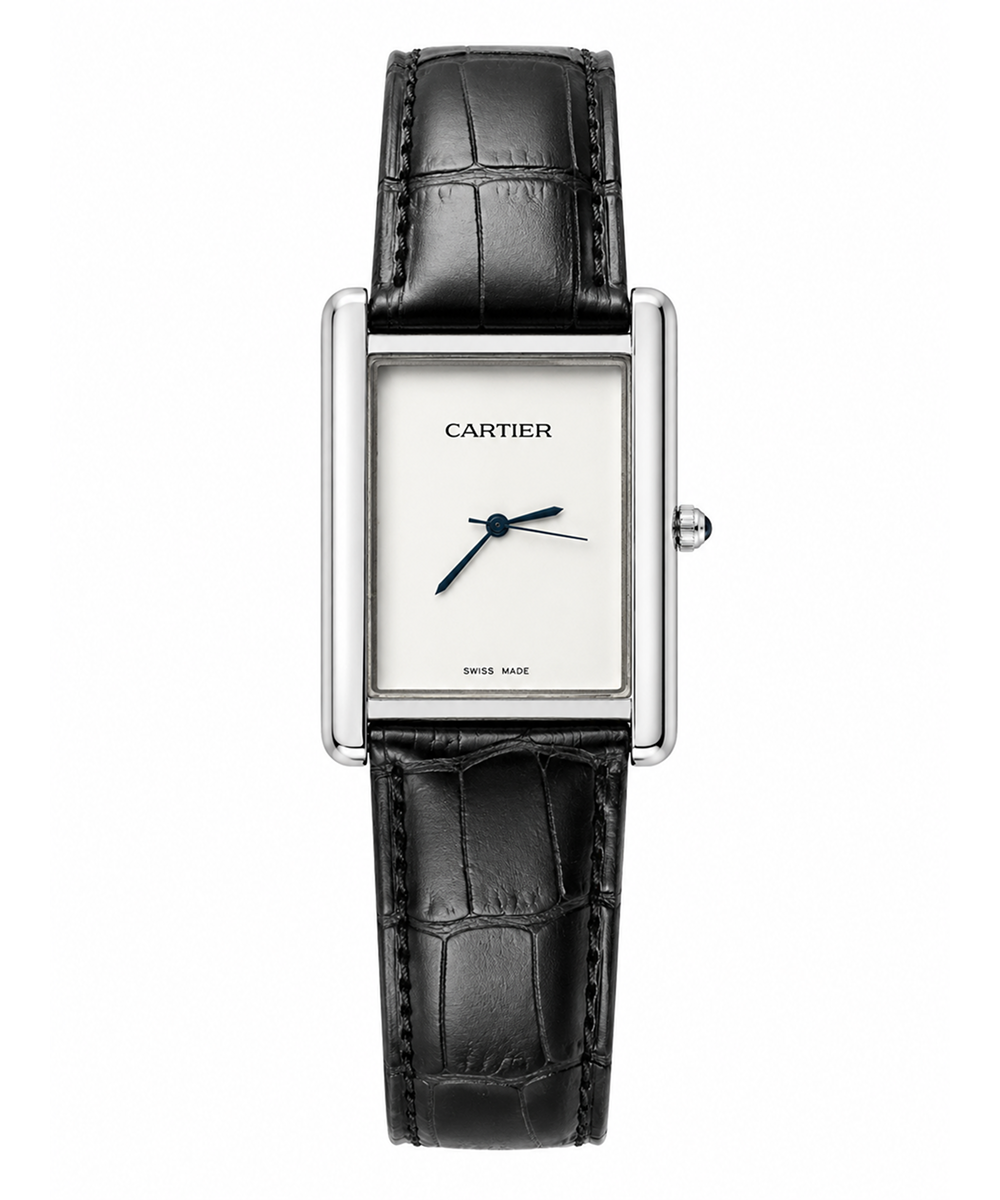 Cartier Black Leather Strap Watch