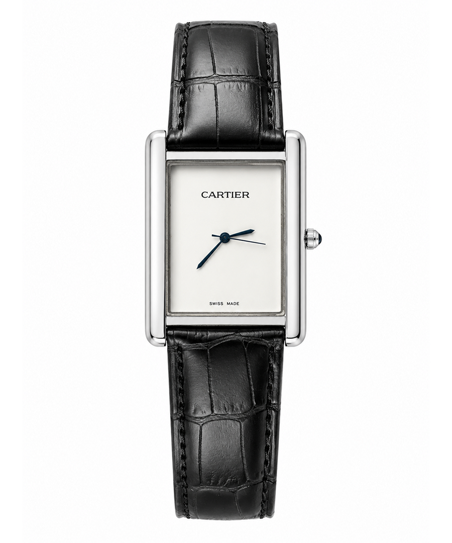 Cartier Black Leather Strap Watch