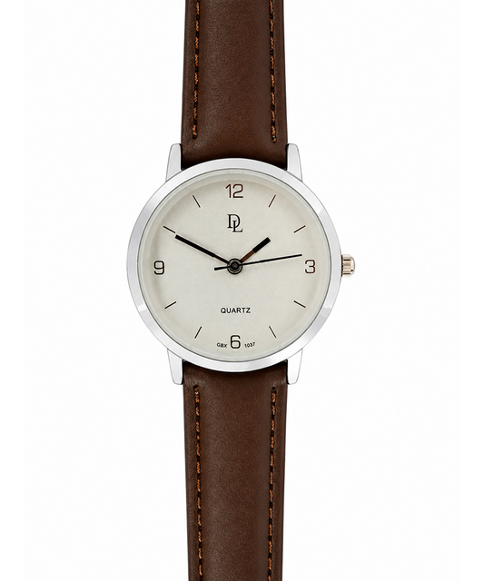 DL Women Brown Leather Strap Watch
