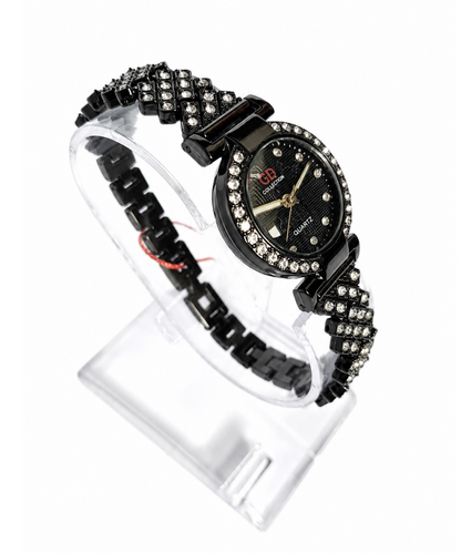 Elegant Women's Black Chain Watch