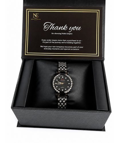 Elegant Women's Black Chain Watch