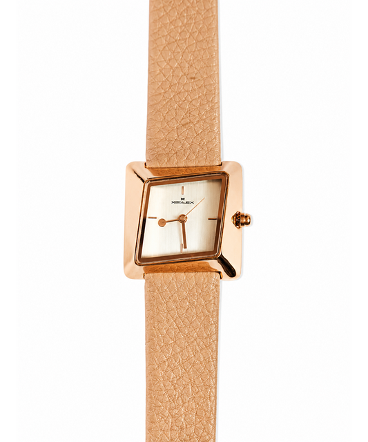 Square Dial Leather Strap Watch