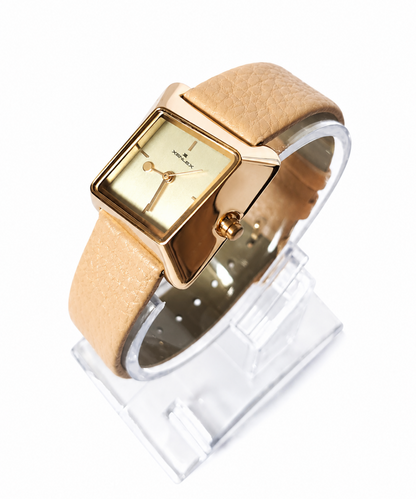 Square Dial Leather Strap Watch