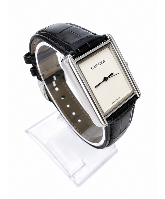 Cartier Black Leather Strap Watch