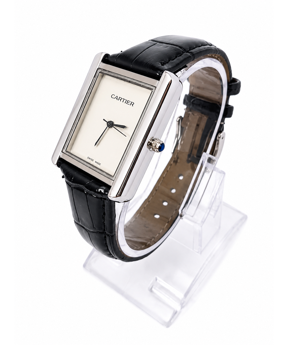 Cartier Black Leather Strap Watch