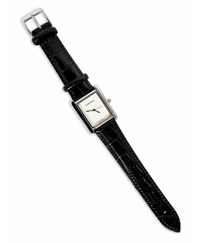 Cartier Black Leather Strap Watch