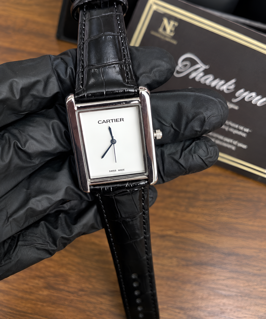 Cartier Black Leather Strap Watch