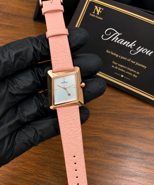 Square Dial Leather Strap Watch